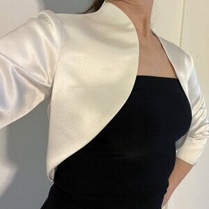 Satin 1/2 Sleeves Elegant Cocktail Wrap Bolero (Small)